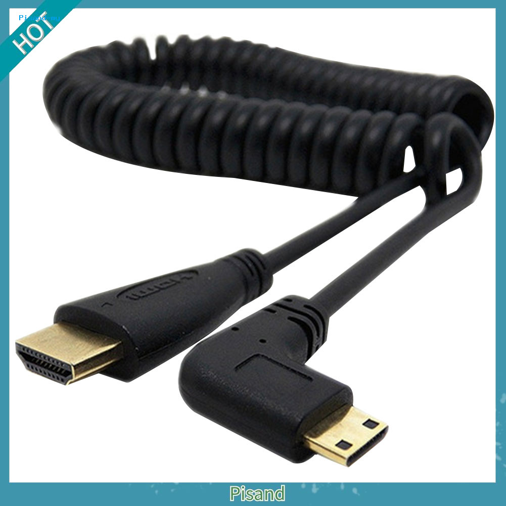 Pisand Mini HDMI tương thích với HDMI Nam 90 độ Bộ chuyển đổi góc phải 90 độ cho máy tính SLR