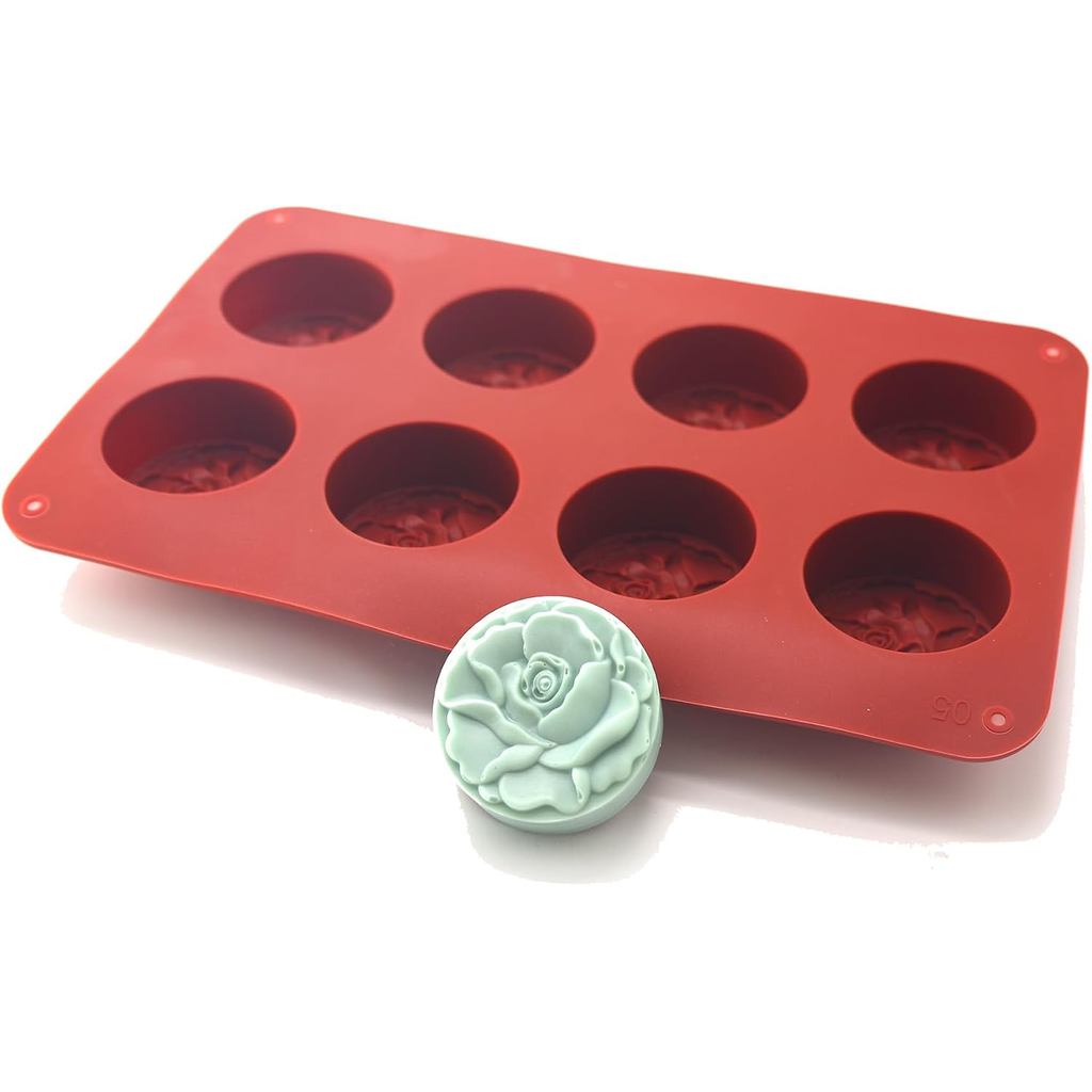 X-Haibei Flower Round Circle Soap Lotion Bar Khuôn Silicon Làm Đồ Dùng