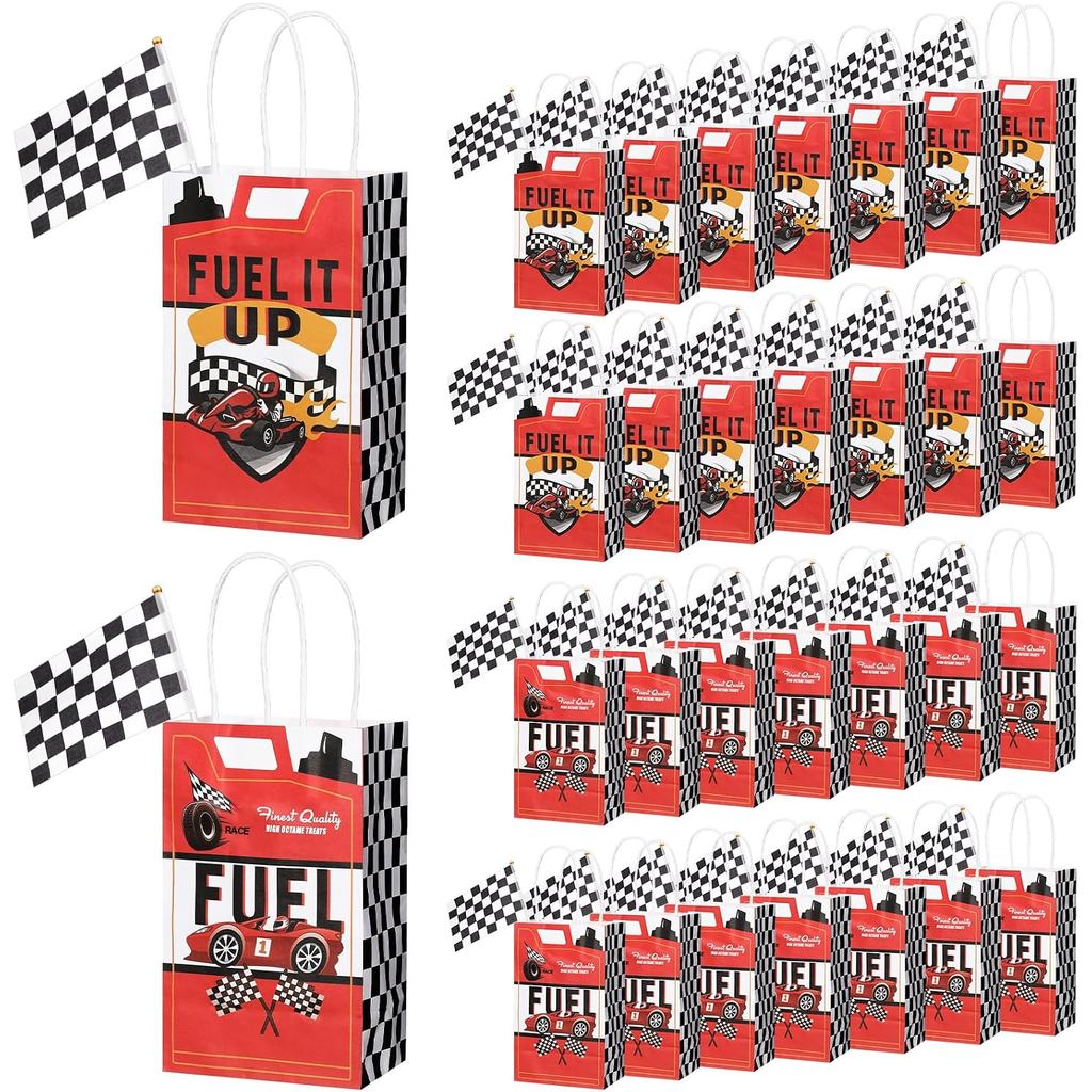 Đồ dùng trang trí tiệc sinh nhật Pajean Racing 32 chiếc túi đựng quà hình xe đua kèm 32 chiếc cờ car