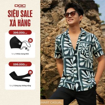 Áo sơ mi ngắn tay DGC Dáng suông Smart Casual, chất vải thoáng mát thoải mái - SASNBE57M