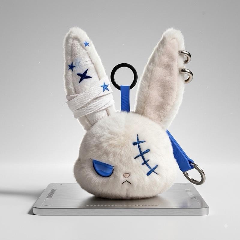 Móc khoá Bad Rabbit Dark Rabiit siêu ngầu móc khoá balo thiết kế độc đáo với màu trắng và chi tiết x
