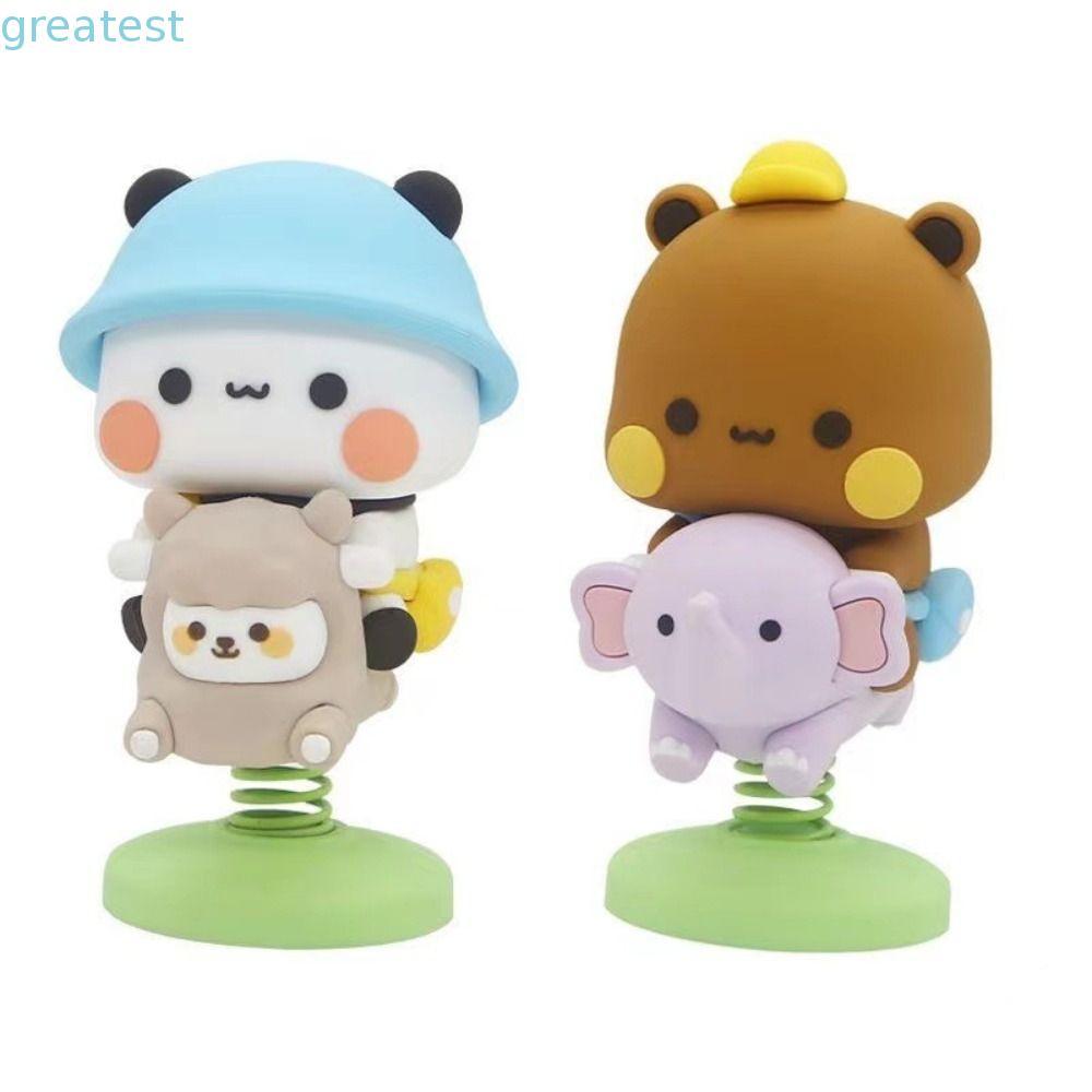 GREATMY Gấu Trúc Hình, Lắc Đầu PVC Bubu Dudu Gấu Đồ Chơi Mô Hình, Kawaii Sưu Tập Bubu Dudu Trang Trí