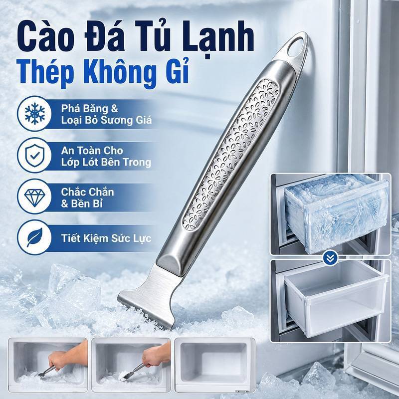 [Fast Ice Removal] Promo Ice Scraper Stainless Steel For Fridge | Freezer Defroster Frost Remover | 