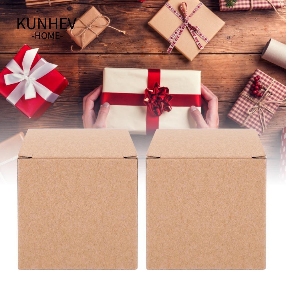 KUNHEV 50 Hộp, Có Nắp Giấy Kraft Hộp Giấy Kraft, Vật Dụng Đóng Gói Hộp Giấy Màu Nâu Đẩy Sinh Nhật