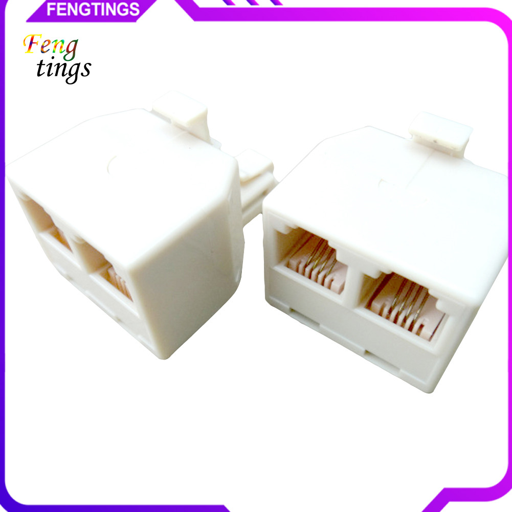 [Ft] 2 Cách 6P4C Ổ cắm điện thoại Jack Line Splitter Adapter Connector Separator