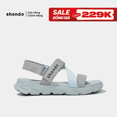 Giày Sandals Nam Nữ Shondo F6 Sport Đế Xám Phối Quai Xanh Da Trời F6S2030