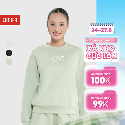 Áo nỉ active nữ dài tay cổ tròn CANIFA 6TW25W011