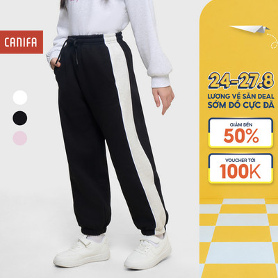 Quần nỉ bé gái CANIFA cạp chun phối line bo gấu 1BP25C001