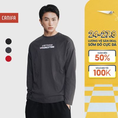 Áo phông unisex người lớn CANIFA dài tay form rộng cá tính 5TL25W006