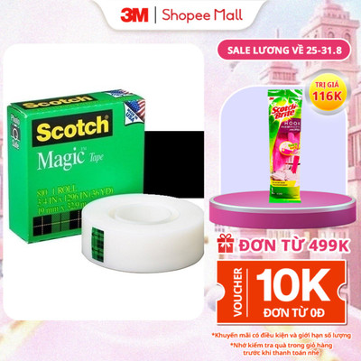 Băng keo đa năng 3M™ Scotch®, trong suốt, siêu dính, viết lên được, 1 cuộn, 19.05mmx32.9m