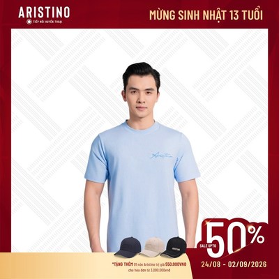Áo Thun T-Shirt Nam Ngắn Tay Chất Liệu Cotton Thoáng Mát Aristino Trattoria ATS025AS0