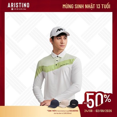 Polo nam Aristino Golf 98% Anti UV 85%Freezing Nylon cho bề mặt vải sáng bóng và nhẵn mịn ALPG25W2