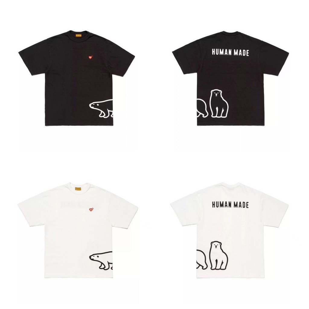 UTWP Spot Goods HUMAN HM Japanese-style bamboo cotton summer short-sleeve shirt T Shirt Polar bear, 