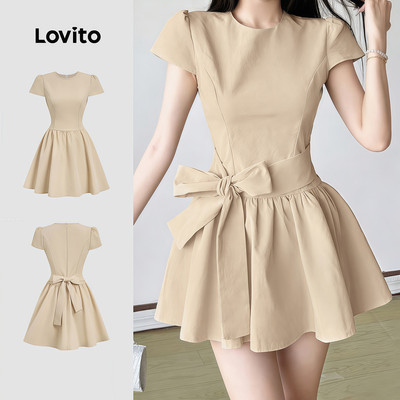 Đầm nữ Lovito kaki xuân hè phong cách thường ngày L190ED410