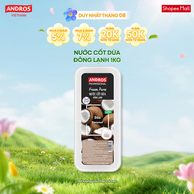 [CHỈ GIAO HCM] Nước Cốt Dừa Đông Lạnh - Không chất bảo quản - ANDROS Frozen Puree - 1 KG
