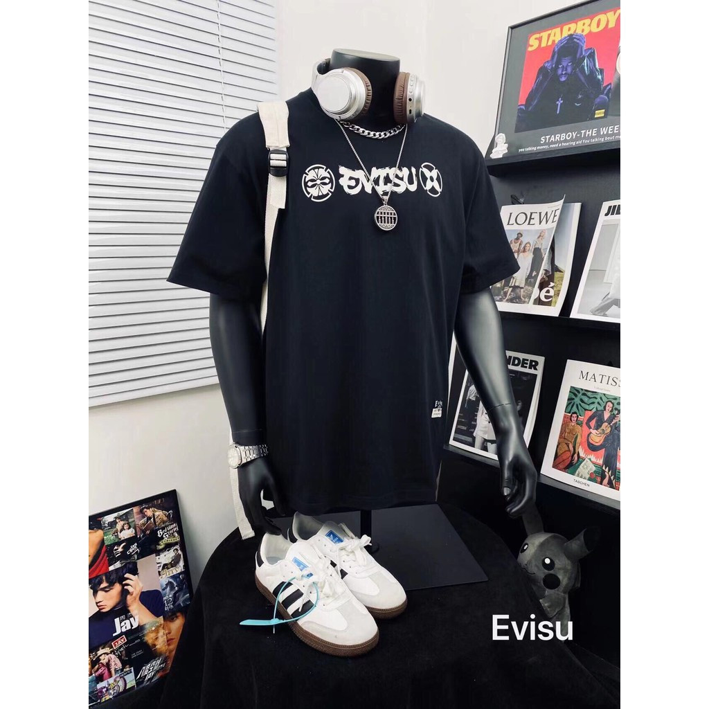 Evisu / Fushen 2026 Đầu Xuân Phong Cách Mới Áo Thun Ngắn Tay Nam Nữ Phong Cách Cặp Đôi Cơ Bản Đáy Áo