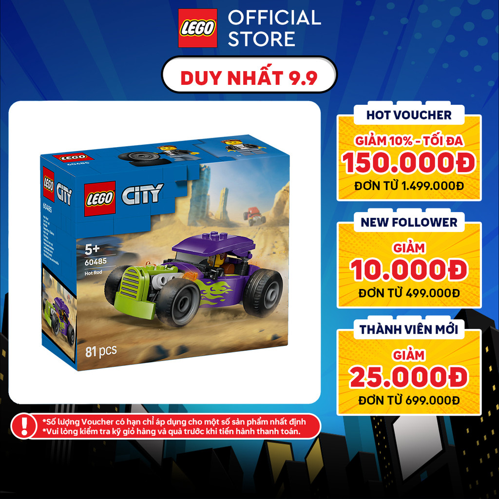 LEGO CITY 60485 Đồ Chơi Lắp Ráp Xe Hot Rod Phong Cách