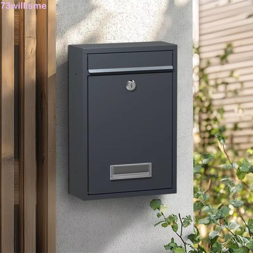 Hộp thư treo tường WILLISME, Hộp chữ thiếc sắt chống mưa, Hộp đựng báo chống gỉ với 2 phím Khóa an t