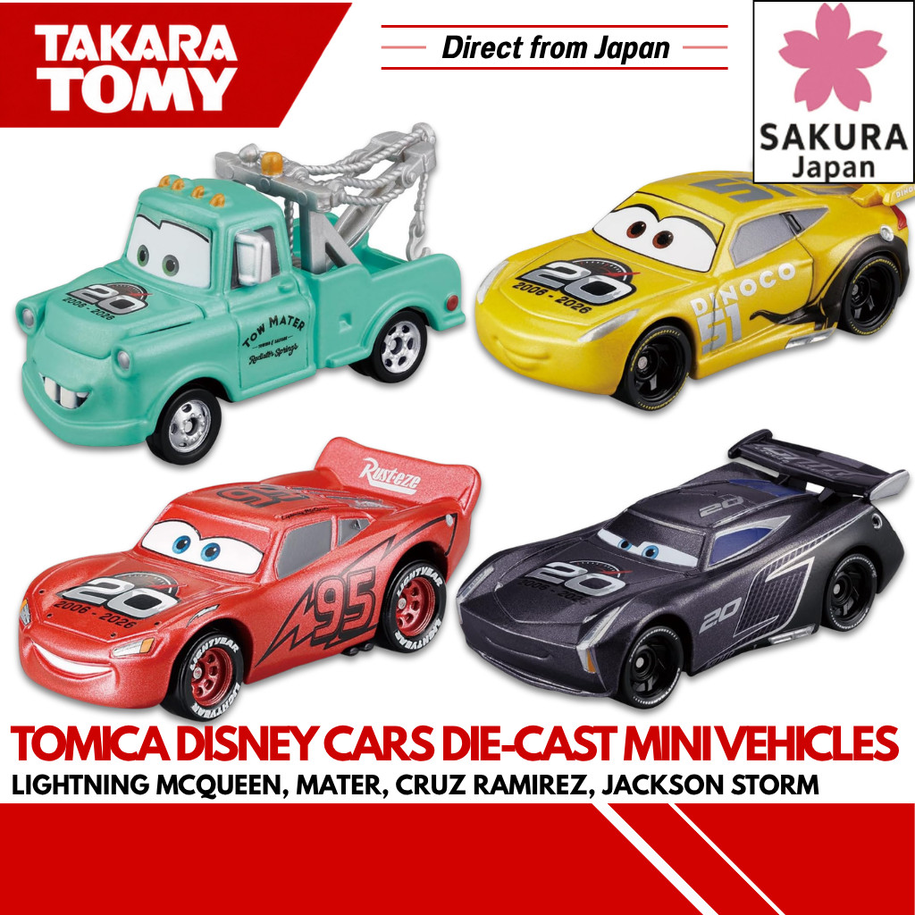 Takara Tomy Tomica Disney Cars Die-Cast Mini Vehicles Lightning McQueen, Mater, Cruz Ramirez, Jackso