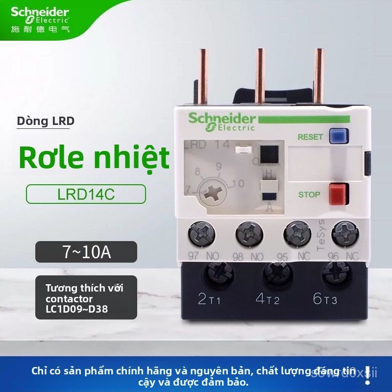 Rơ le quá tải nhiệt Schneider LRD14C chính hãng, bảo vệ từ nhiệt 7-10A, chất lượng cao