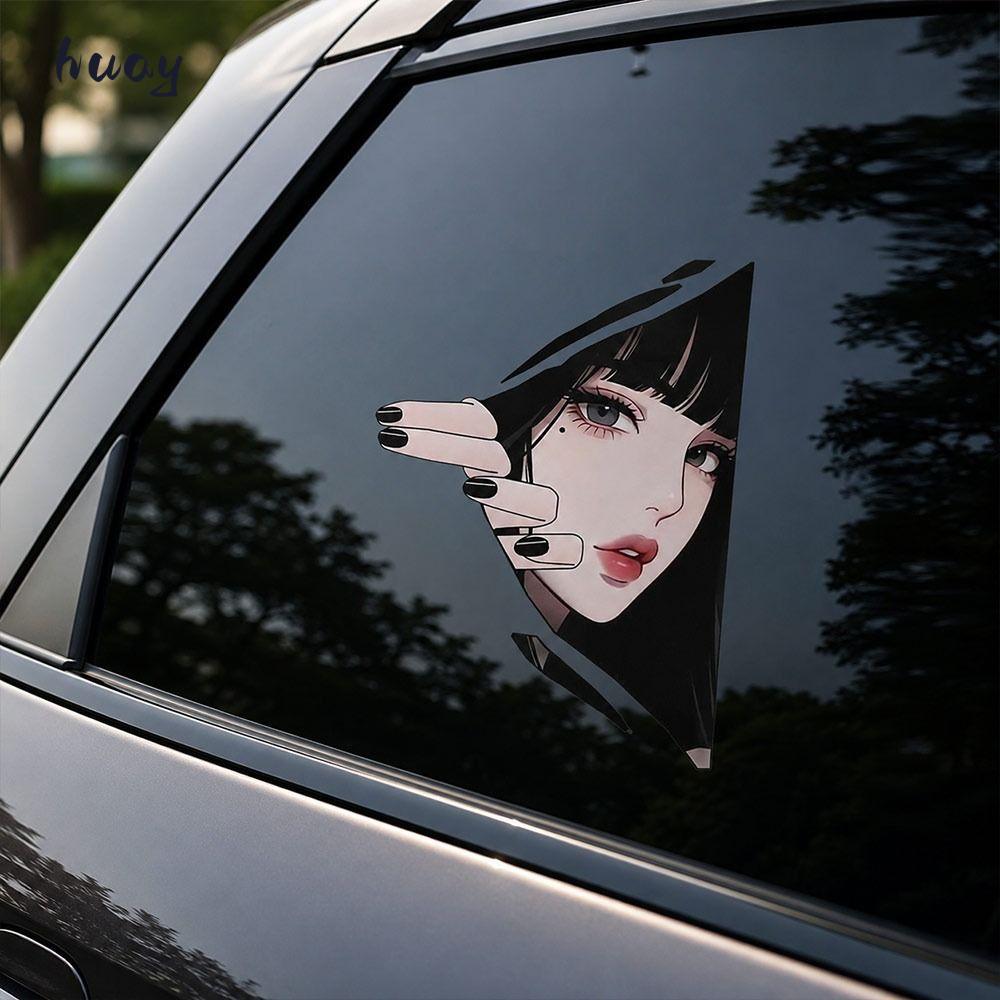 HUAYU Anime Car Graphic Sticker, Self Adhesive 2D Cartoon Girl Decal, Girl Design PVC Waterproof Com