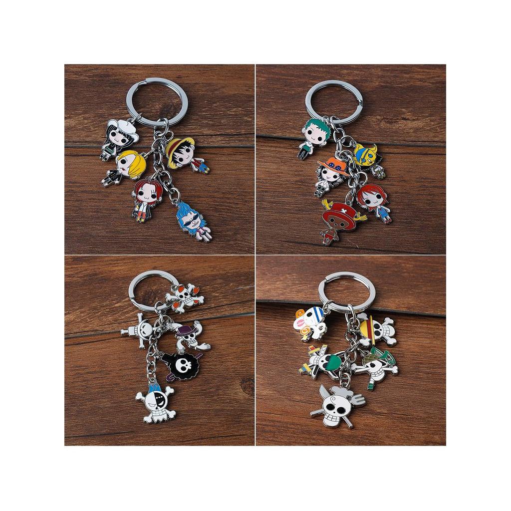 One Piece One Piece Móc Khóa Mũ Rơm Luffy Ace Chopper Zoro Móc Khóa Đầu Lâu Hợp Kim Mặt Dây Chuyền