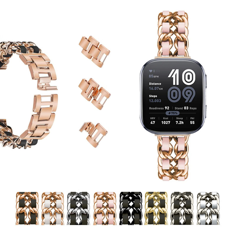 Dây đeo đồng hồ thiết kế dây chuyền dệt hai hàng thời trang cho Huami Amazfit Active3 Premium Bip 6 