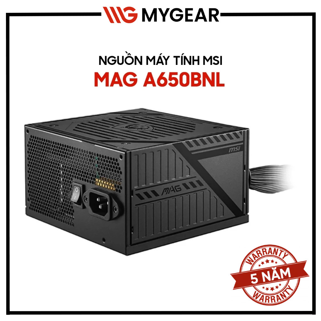[CHÍNH HÃNG] Nguồn máy tính MSI MAG A650BNL 650W 80 Plus Bronze