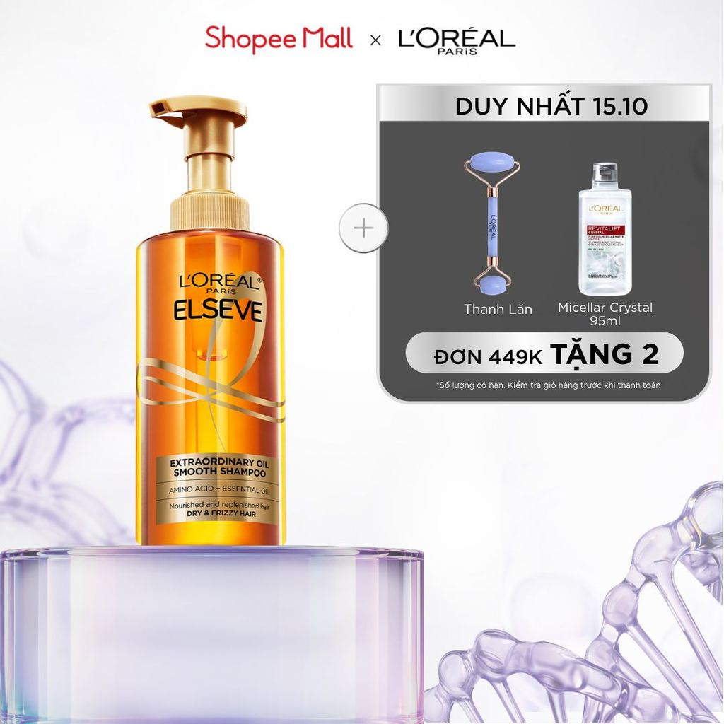 Dầu gội dưỡng tóc suôn mượt tóc cao cấp L'Oreal Paris Extraordinary Oil Smooth 440ml