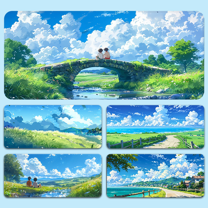 Anime Phong Cảnh Chuột Pad Quá Khổ Hai Chiều Bàn Phím Pad