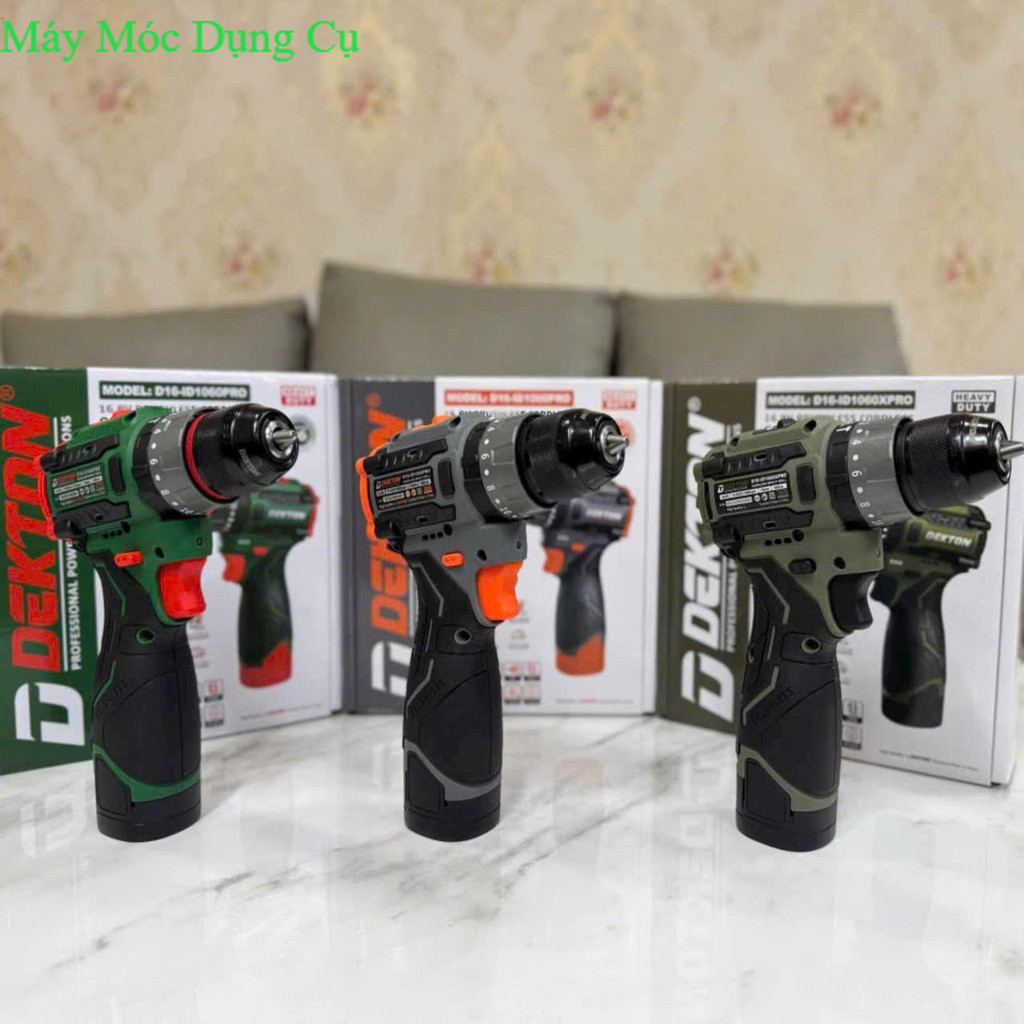 Máy khoan pin DEKTON D16-ID1060PRO (chưa có pin sạc) tùy chọn màu Thiết bị máy móc