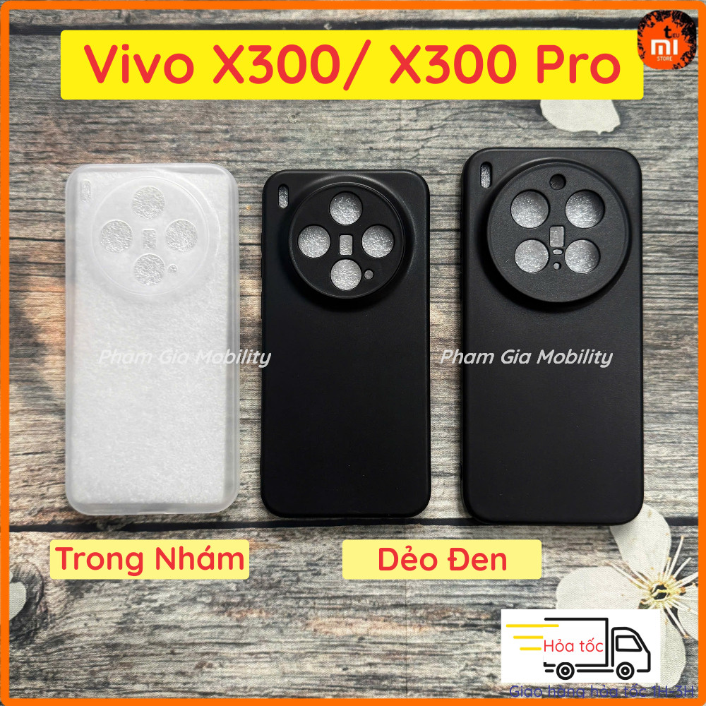 Ốp lưng Vivo X300/ X300Pro X300 Pro 5G loại trong nhám, dẻo đen bảo vệ cam cao cấp, bền đẹp