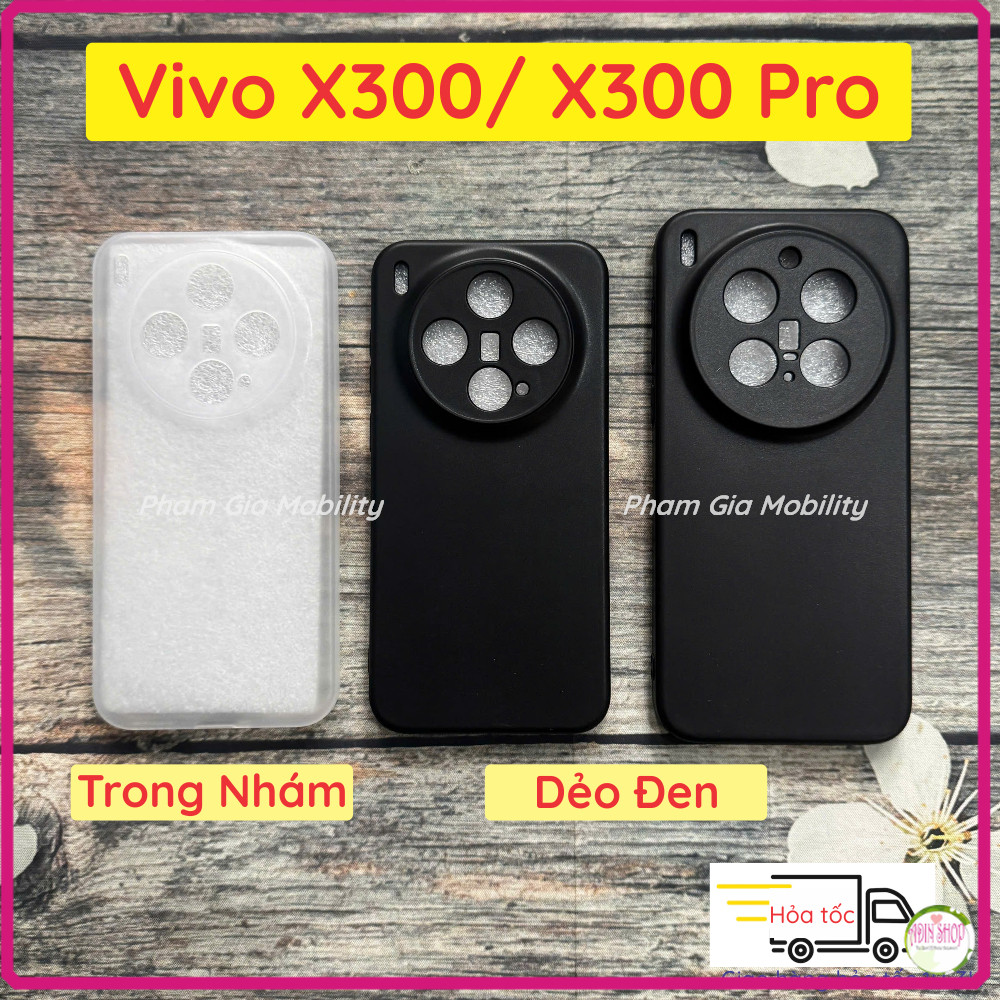 Ốp lưng Vivo X300/ X300Pro X300 Pro 5G loại trong nhám, dẻo đen bảo vệ cam cao cấp, bền đẹp