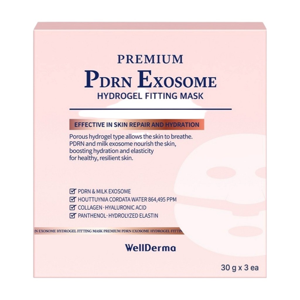 [wellderma] Mặt nạ lắp Hydrogel PDRN Exosome, 30g, 3 gói/ Mặt nạ lắp Hàn Quốc/ PDRN Exosome/ Chính h