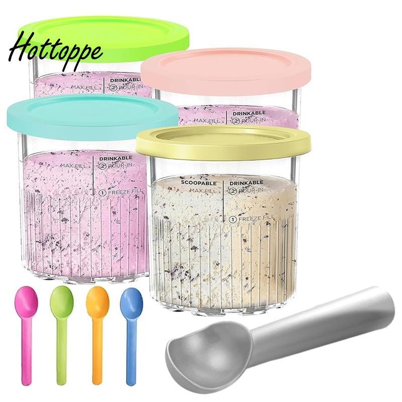 Dành cho dòng CREAMi Deluxe NC500 NC501, Hộp đựng thay thế- 4 gói 24oz Pints có nắp đậy an toàn khôn