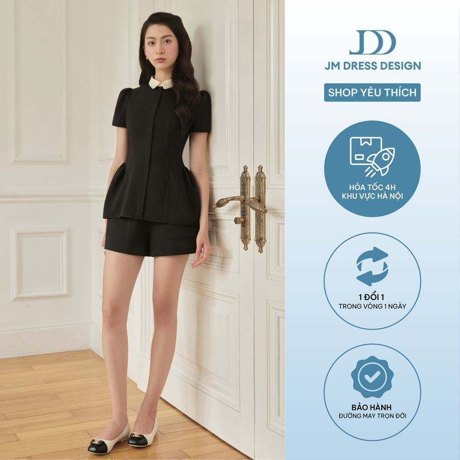 Set đồ áo peplum cổ đức nơ cổ 2T24.2504K phối quần short 3S09.2504K – Bộ đồ công sở tiểu thư thiết k