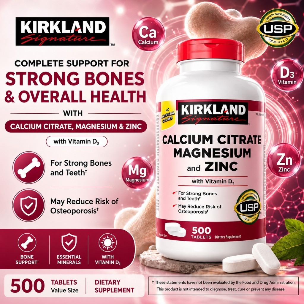 Viên uống Kirkland Calcium Citrate Magnesium and ZinC Mỹ 500 viên