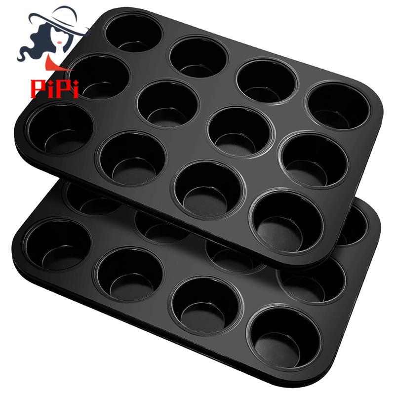Khay Muffin Muffin Khuôn Nướng Bánh Gói 2 Cho 12 Muffin, Khay Muffin Phủ Chống Dính