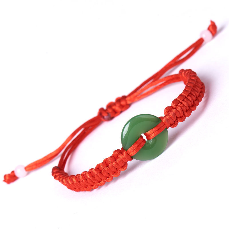 Dệt Tay Khóa An Toàn Dây Đỏ Bện Vòng Tay Phong Cách Cặp Đôi Nữ Nam Benming Năm Giả Ngọc Rồng Thuyền 