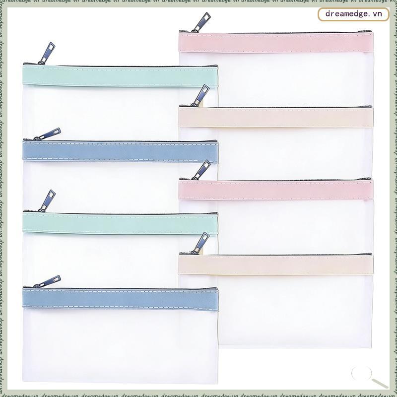 [dreamedge] 8 Gói Túi Đựng Tiền Có Dây Kéo, Phong Bì Tiền Mặt Túi Đựng Tiền Trong Suốt Tiền Gửi Ngân