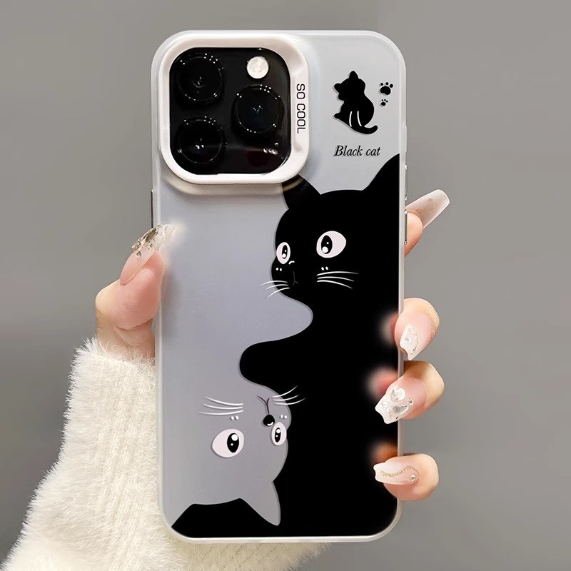 Ốp Lưng iPhone 17 Pro Max Hình Mèo Bạc Gương Kim Loại Chống Sốc Sang Trọng Cho 16 15 14 13 – TAKANA 