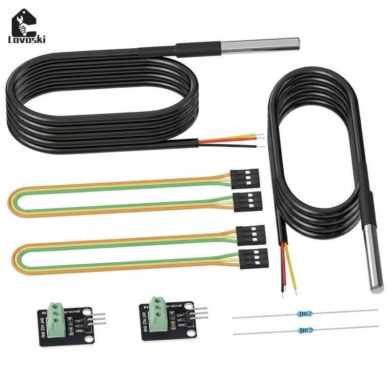 2 Miếng DS18B20 Cảm Biến Cảm Biến Xe Buýt Dây Đơn DS18B20 Cảm Biến Nhiệt Độ Chống Thấm Nước Cảm Biến