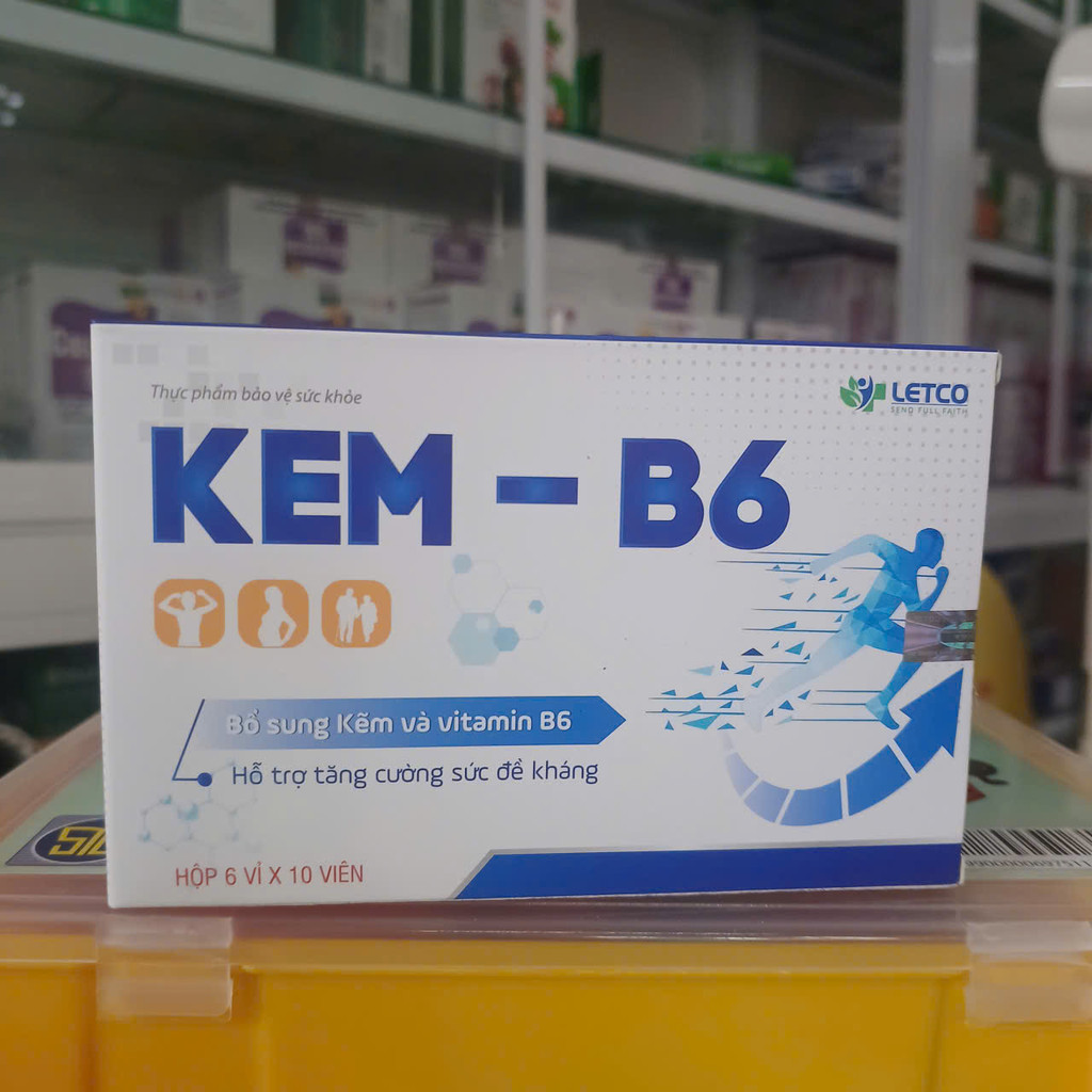 Viên Kẽm B6  Hỗ Trợ Tăng Cường Miễn Dịch, Viên Uống Giảm Mụn Vitamin B6 Kết Hợp Bổ Sung Kẽm Cho Nam 