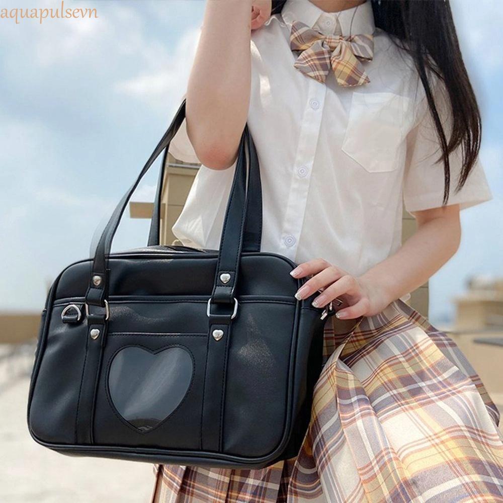Túi Tote AQUA JK, Túi đeo vai đồng phục hình trái tim tình yêu dung tích lớn JK, Túi đeo chéo màu đe