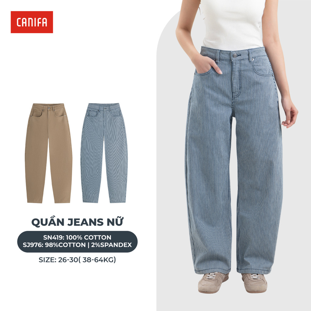 Quần jeans nữ CANIFA chất liệu cotton dáng barrel trẻ trung năng động 6BJ26S002Z