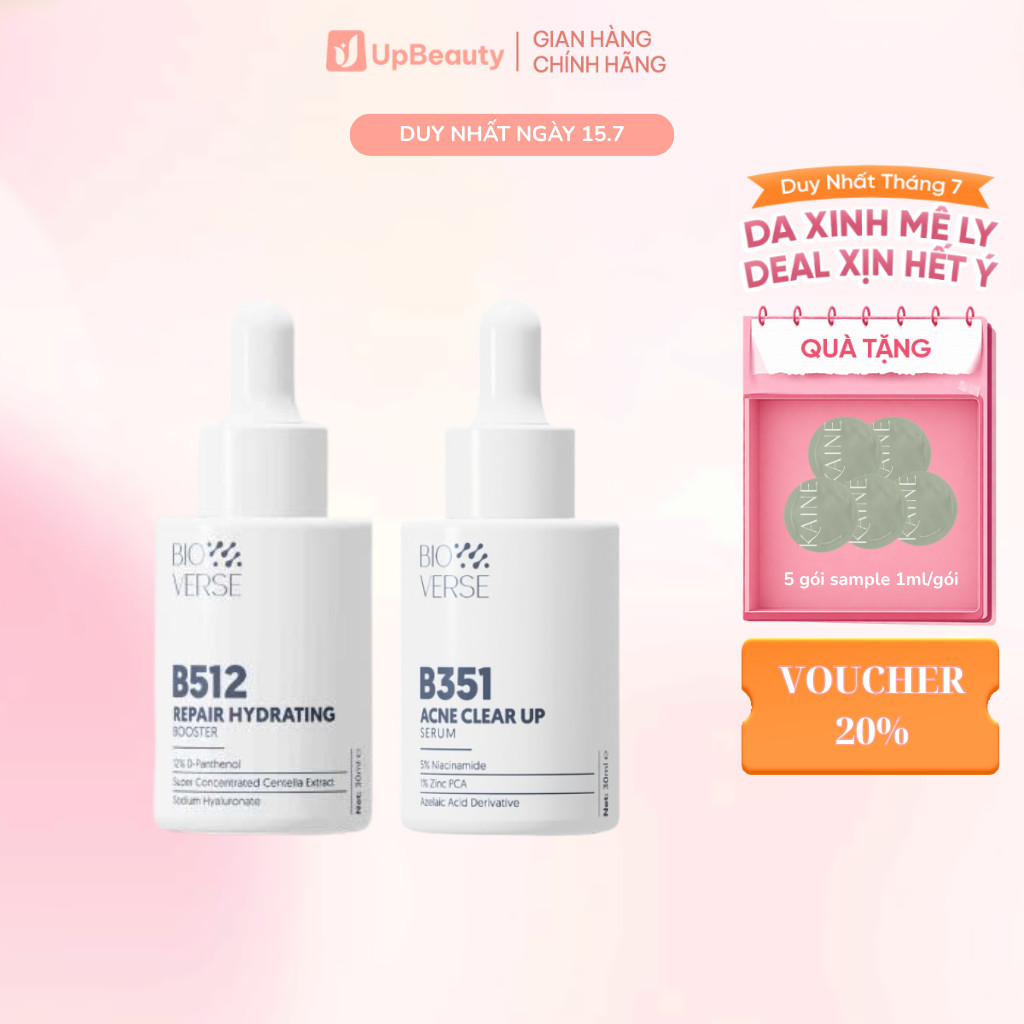 Combo 2 Serum Bioverse B351 Và B512 Chăm Sóc Da Hỗ Trợ Giảm Mụn 30ML Tặng Bông Tẩy Trang Horus