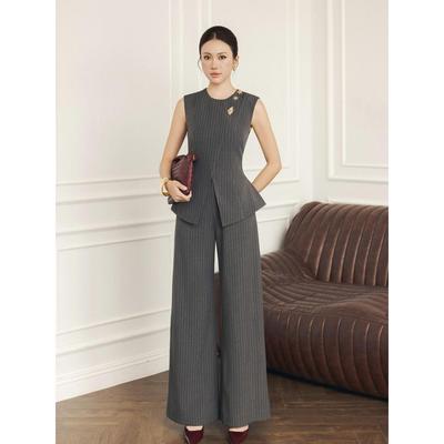 Set Nữ JOVEN Nina Áo Peplum Sát Nách Phối Quần Ống Suông