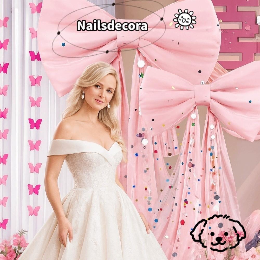 NAILS Giant Bow Wall Backdrop, Drift strip 3 mét Wine Red B Bow Trang trí tường, Màn hình treo tường