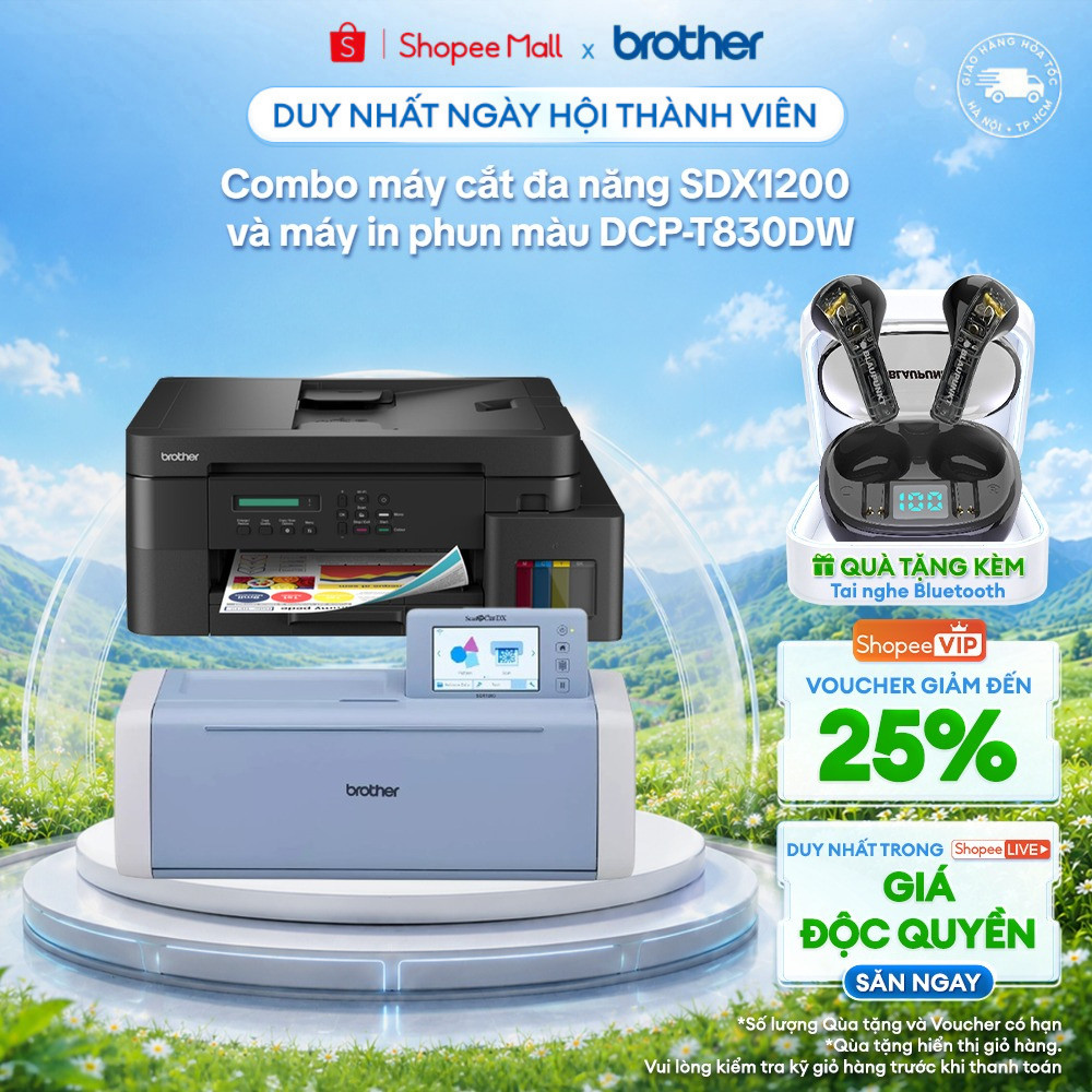 Combo máy cắt SDX1200 + máy in DCP-T830DW