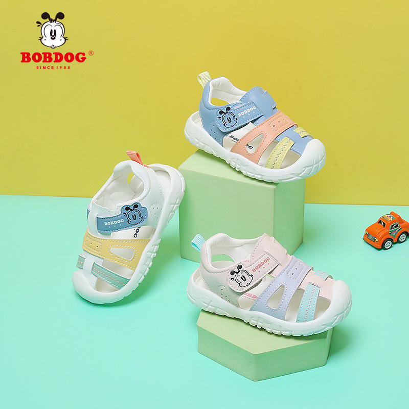 BOBDOG BOBDOG Bé Tập Đi Trẻ Sơ Sinh Thoáng Khí Chống Trơn Trượt Dép Mềm Hoạt Hình Thời Trang Nhẹ Tho